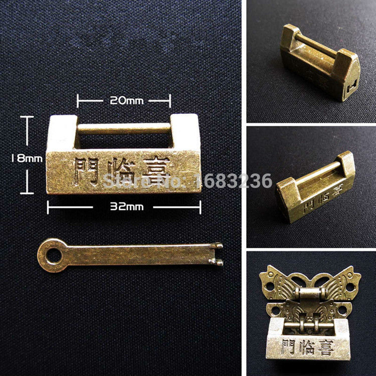 1piece Ƽ   Ÿ       ڹ /1piece Vintage Chinese Old Style Decorative Jewelry Chest Box Suitcase Lock Padlock Key A